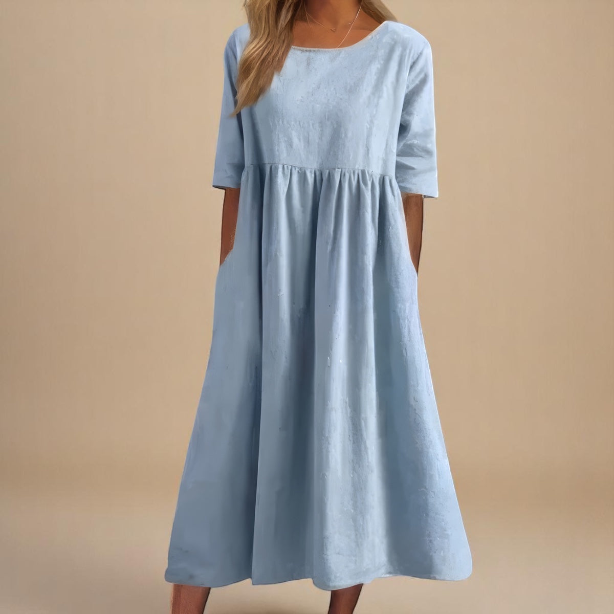 Kim™| Baumwollkleid mit Rundhalsausschnitt und Taillierung - für Leichtigkeit im Alltag