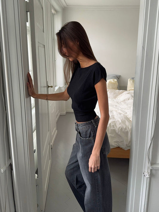 Amanda™ Bequemes schwarzes Top